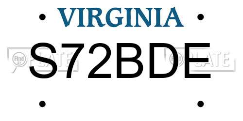 S72BDE Virginia License Plate