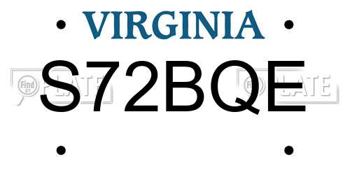 S72BQE Virginia License Plate
