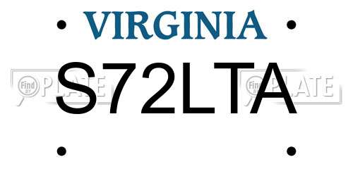 S72LTA Virginia License Plate