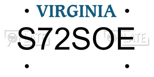 S72SOE Virginia License Plate