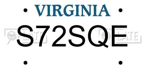 S72SQE Virginia License Plate