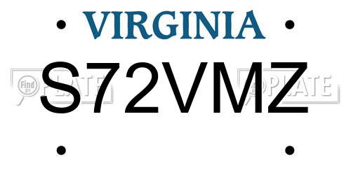 S72VMZ Virginia License Plate
