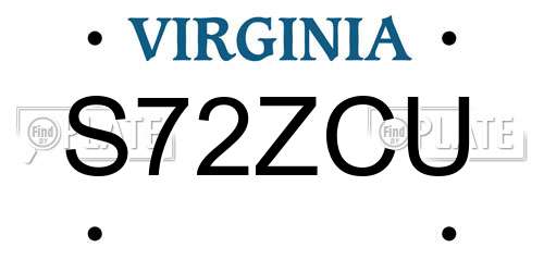 S72ZCU Virginia License Plate