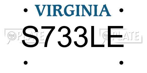 S733LE Virginia License Plate
