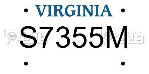 S7355M Virginia License Plate