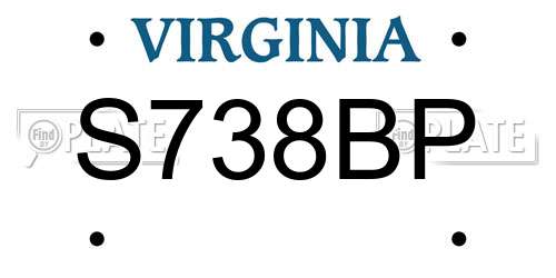 S738BP Virginia License Plate