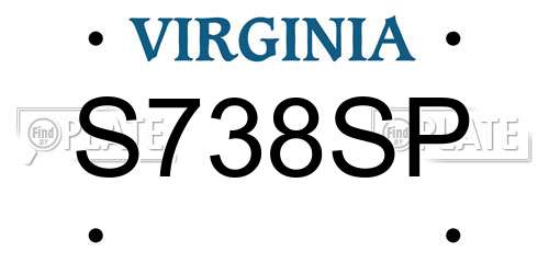 S738SP Virginia License Plate