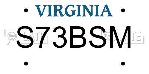 S73BSM Virginia License Plate