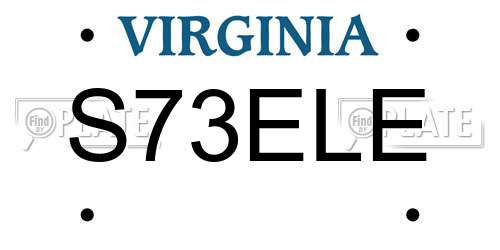 S73ELE Virginia License Plate
