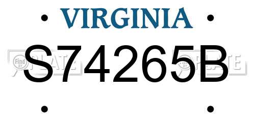 S74265B Virginia License Plate