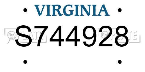 S744928 Virginia License Plate