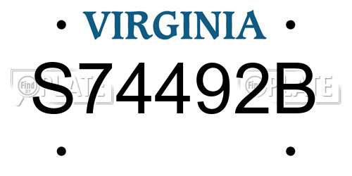 S74492B Virginia License Plate