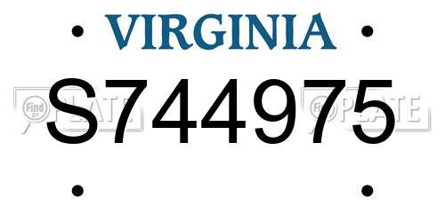 S744975 Virginia License Plate