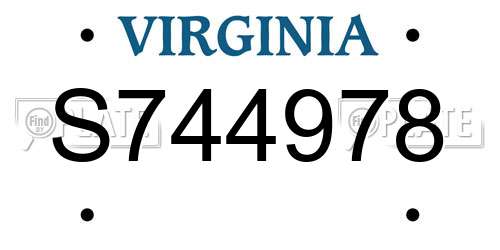 S744978 Virginia License Plate