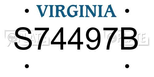 S74497B Virginia License Plate