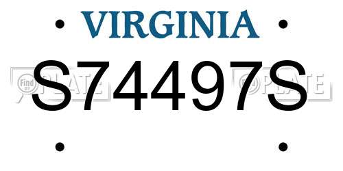S74497S Virginia License Plate