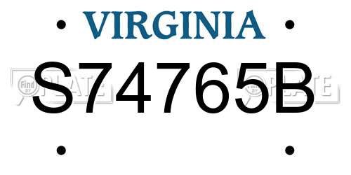 S74765B Virginia License Plate