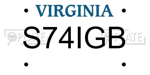 S74IGB Virginia License Plate