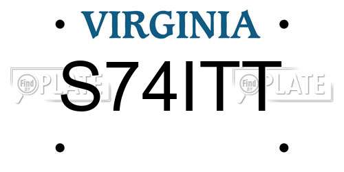 S74ITT Virginia License Plate