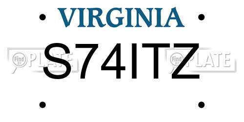 S74ITZ Virginia License Plate