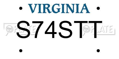 S74STT Virginia License Plate