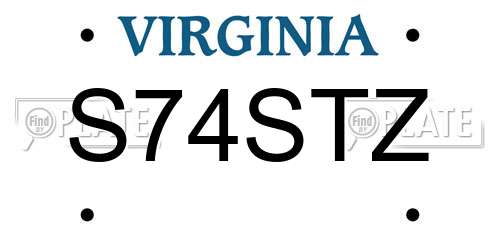 S74STZ Virginia License Plate