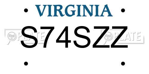 S74SZZ Virginia License Plate