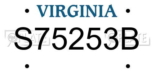 S75253B Virginia License Plate