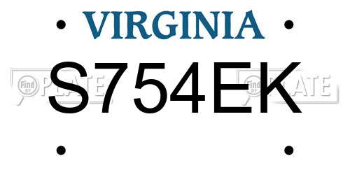 S754EK Virginia License Plate