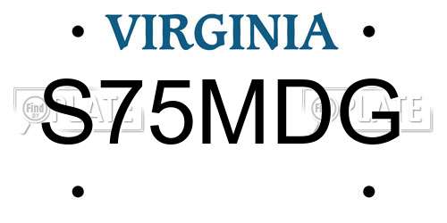 S75MDG Virginia License Plate