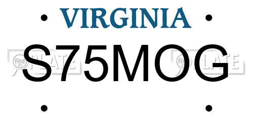 S75MOG Virginia License Plate
