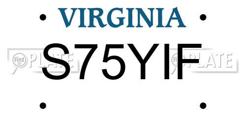S75YIF Virginia License Plate