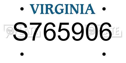 S765906 Virginia License Plate