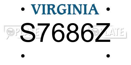 S7686Z Virginia License Plate