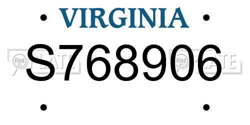 S768906 Virginia License Plate