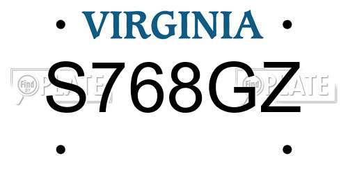 S768GZ Virginia License Plate