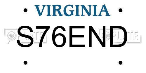 S76END Virginia License Plate