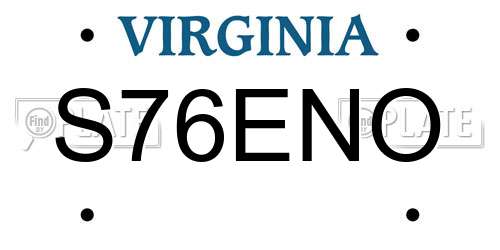 S76ENO Virginia License Plate