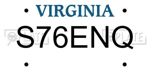 S76ENQ Virginia License Plate