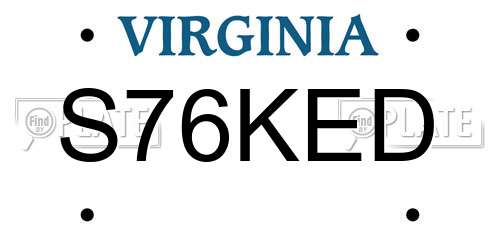 S76KED Virginia License Plate