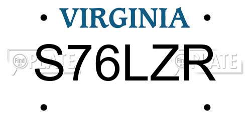 S76LZR Virginia License Plate