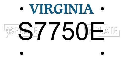 S7750E Virginia License Plate