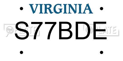 S77BDE Virginia License Plate