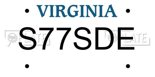 S77SDE Virginia License Plate