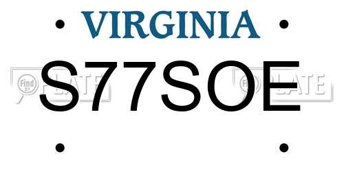 S77SOE Virginia License Plate