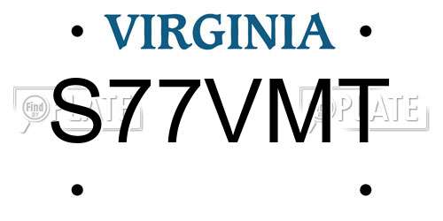 S77VMT Virginia License Plate