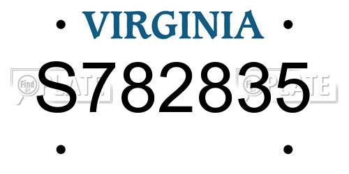 S782835 Virginia License Plate