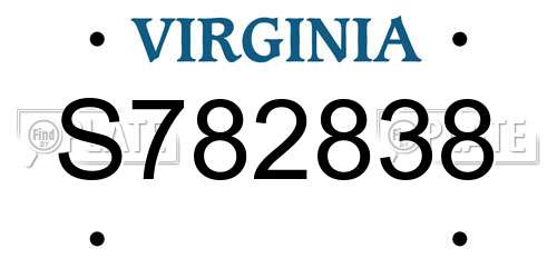 S782838 Virginia License Plate