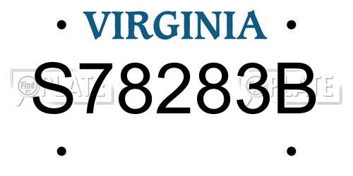 S78283B Virginia License Plate