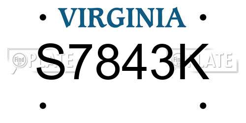 S7843K Virginia License Plate